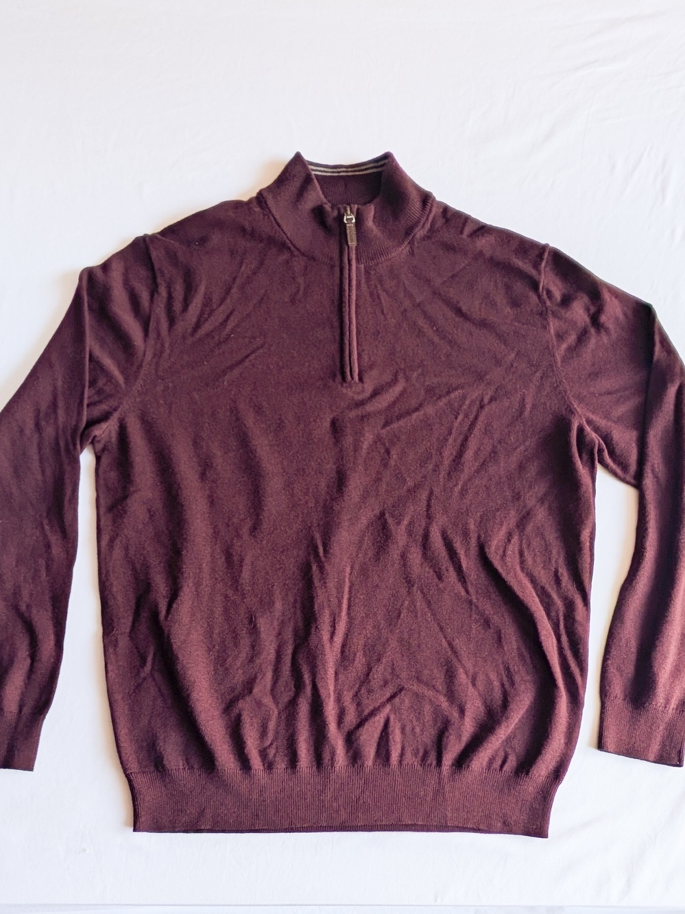 Men's Big & Tall Roundtree & Yorke Maroon 1/4 Zip Long Sleeve Sweater LT NEW